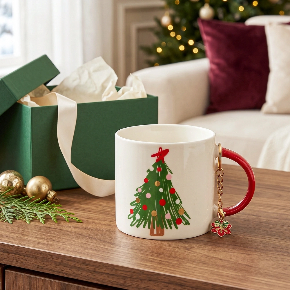 Karaca New Year Yılbaşı Charm Hediyeli Tree Kupa 350 ml görseli 1