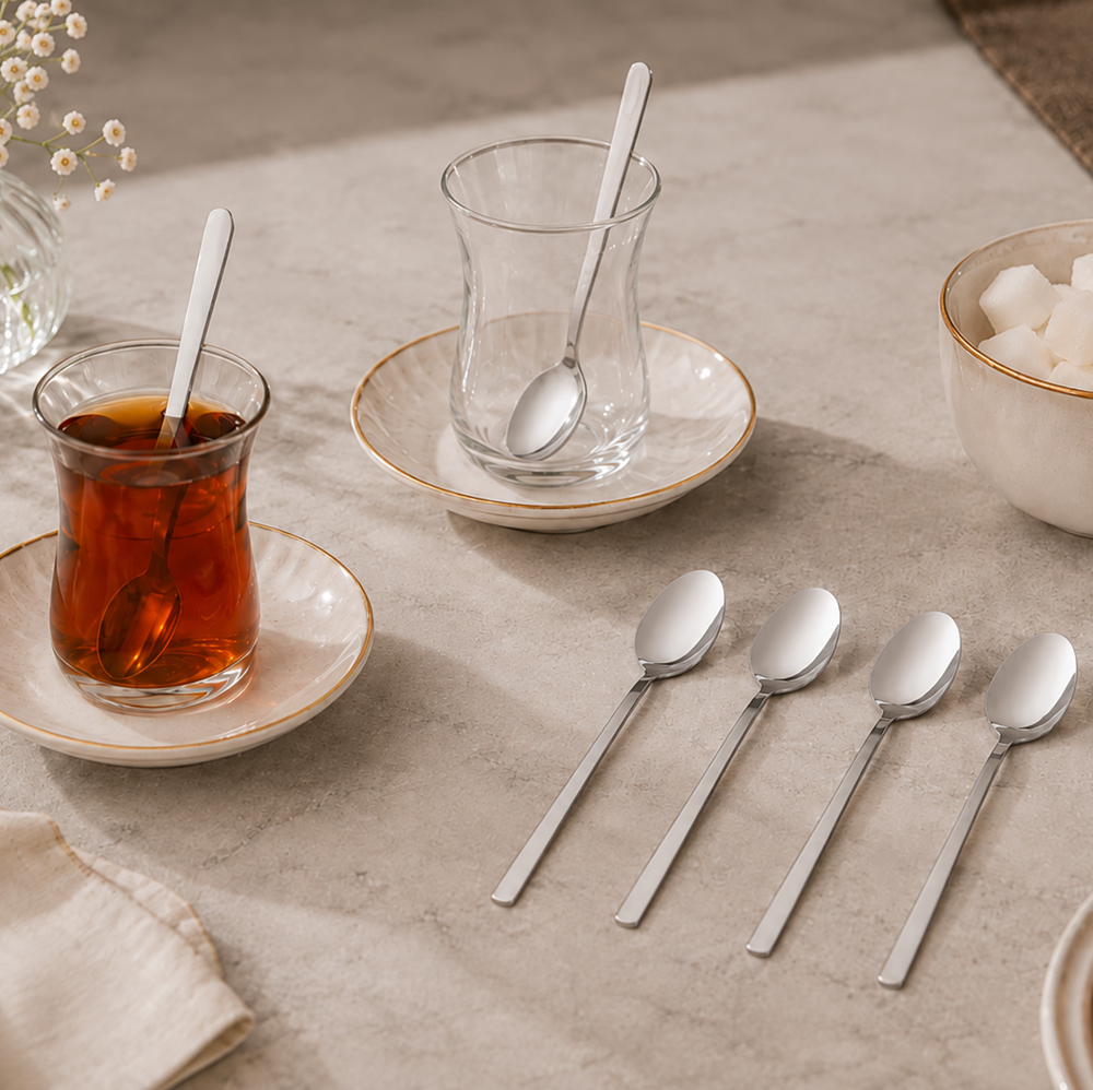 Krc Flame 6'lı Çay Kaşığı Platin görseli 1