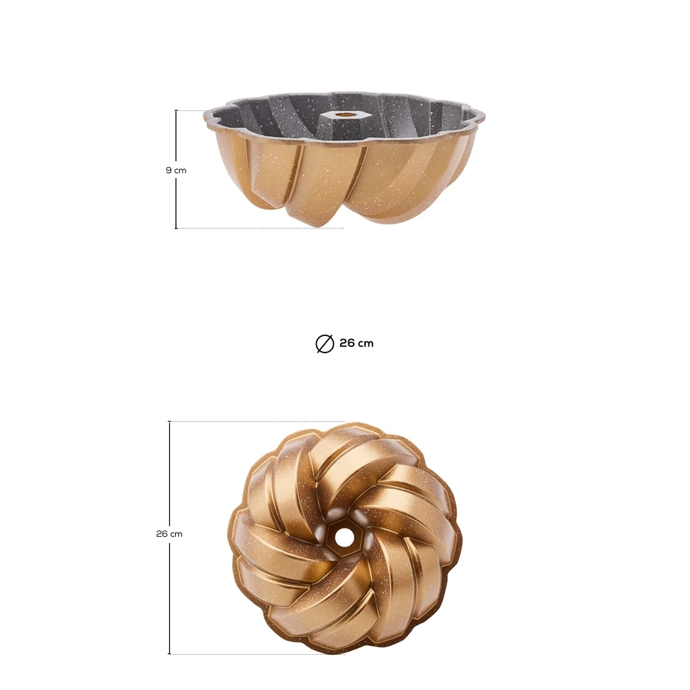 Emsan Cake Pro Örgü Gold Döküm Kek Kalıbı 26 cm görseli 2