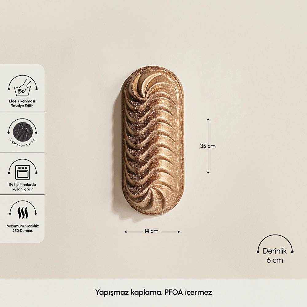 Emsan Cake Pro Vera Döküm Kek Kalıbı Gold 35 cm görseli 2