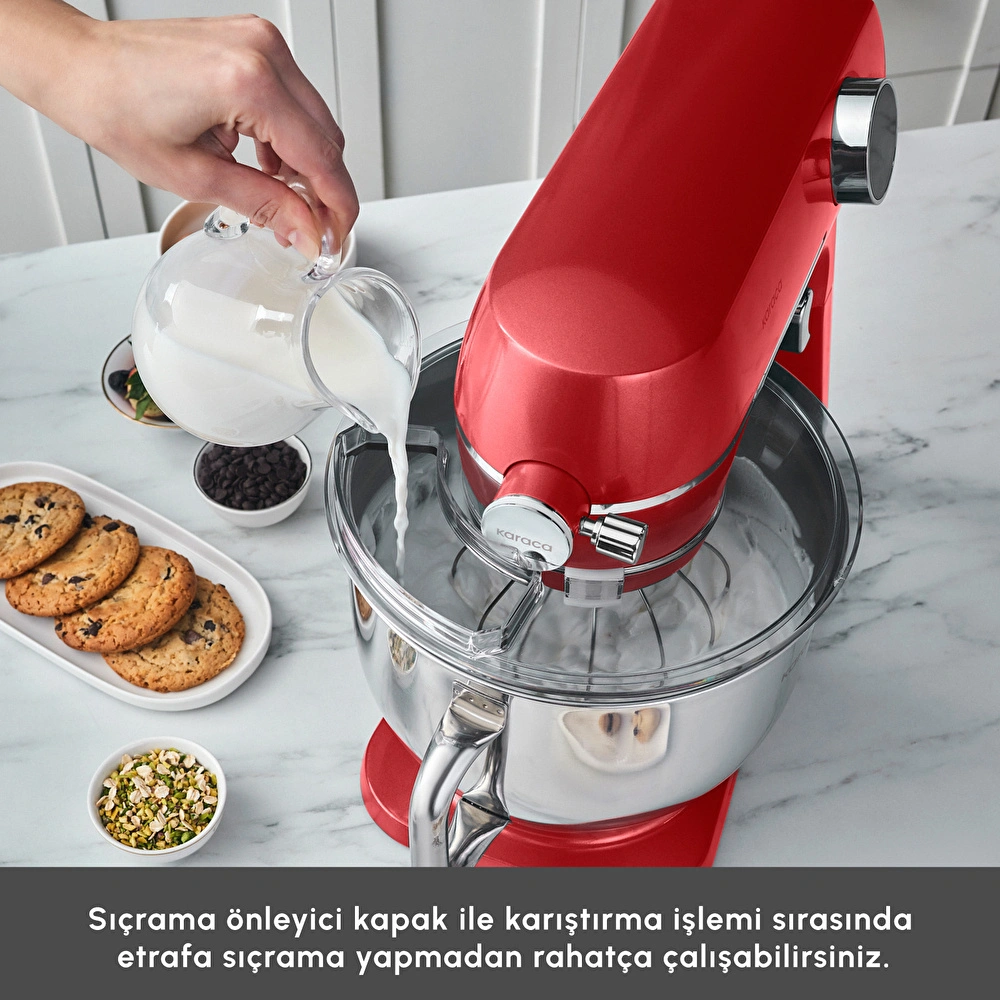 Karaca Multichef Artisan Kıyma Çekme/ Sucuk-Sosis/İçli Köfte Aparatlı Digital Ekran Tam Döküm Kıyma Aparatlı Hamur Yoğurma Makinesi Red 7L görseli 7