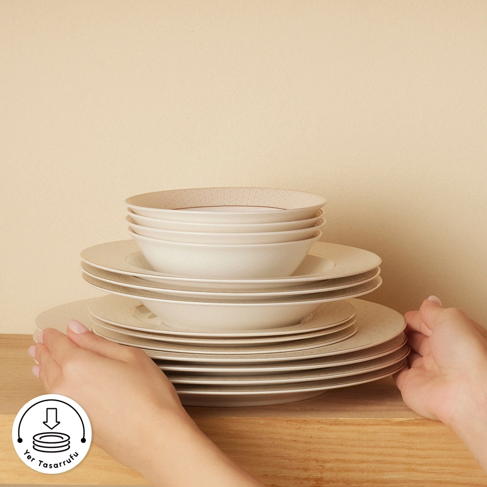Emsan Elegance Bone Alessa 60 Parça 8 Kişilik Yemek Takımı ve Kahvaltı Seti görseli 8
