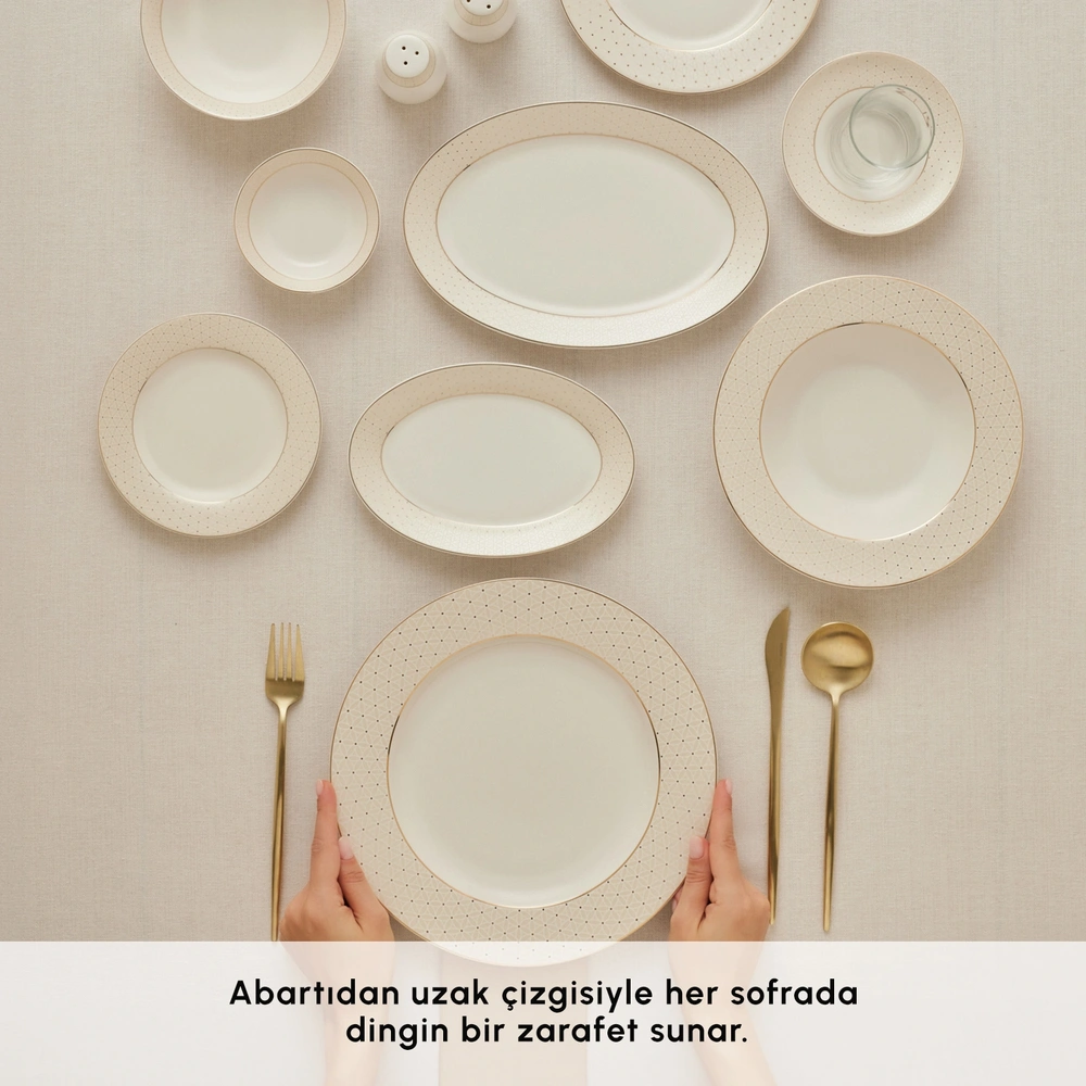 Emsan Elegance Bone Alessa 60 Parça 8 Kişilik Yemek Takımı ve Kahvaltı Seti görseli 4