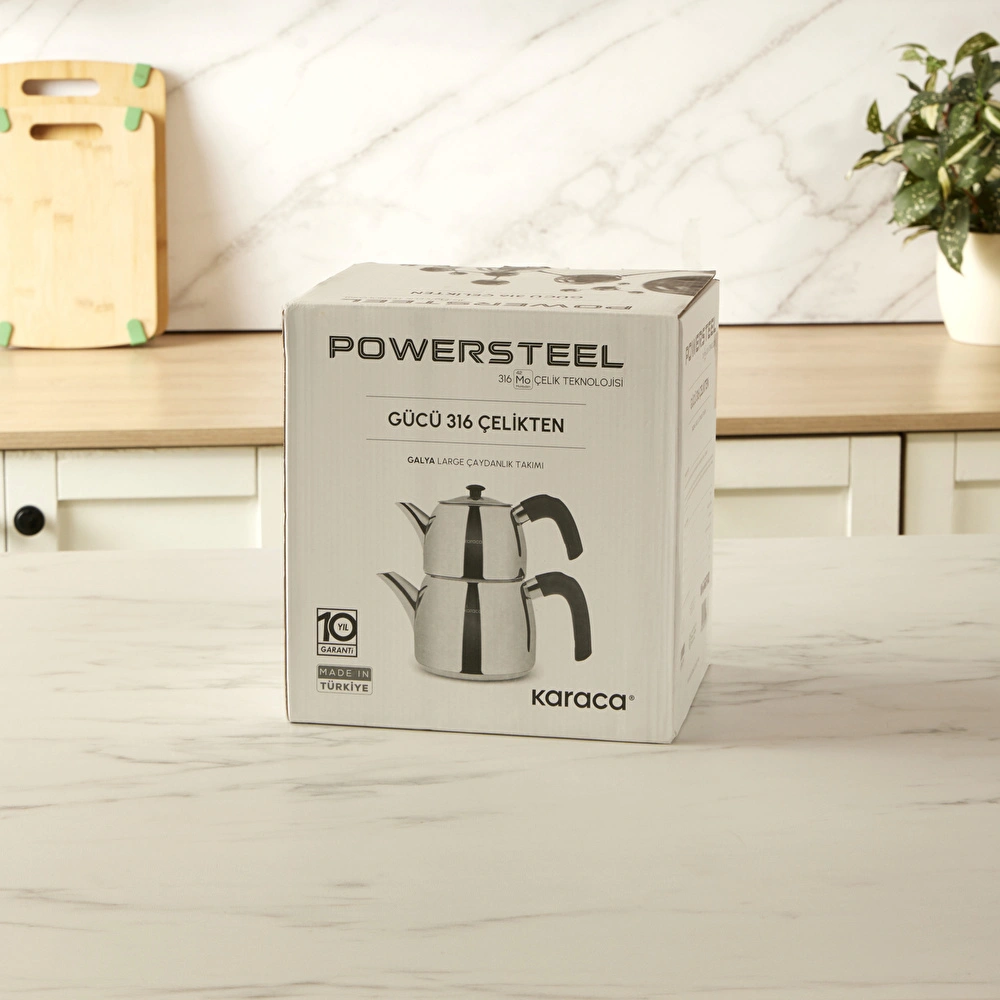 Karaca Powersteel 316+ Galya Maxi Çaydanlık Takımı 1,6L & 3L görseli 5