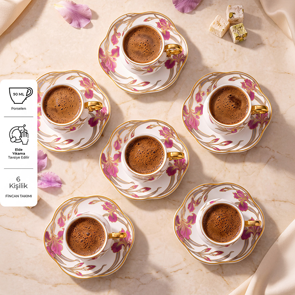 Emsan Lilyum 6 Kişilik Kahve Fincan Takımı 90 ml görseli 2