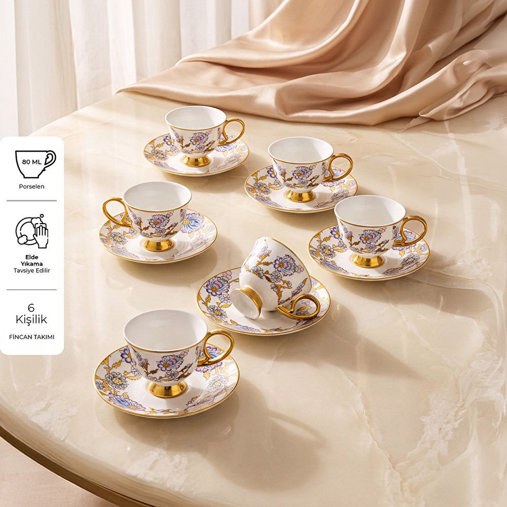 Emsan Hera 6 Kişilik Kahve Fincan Takımı 80 ml görseli 1