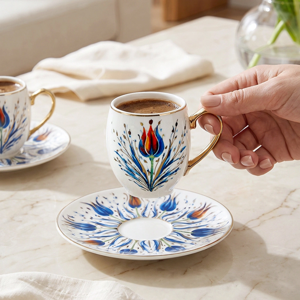 Karaca Tulipal 6 Kişilik Kahve Fincan Takımı 80 ml görseli 2