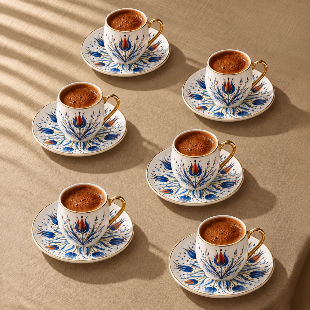 Karaca Tulipal 6 Kişilik Kahve Fincan Takımı 80 ml görseli 3