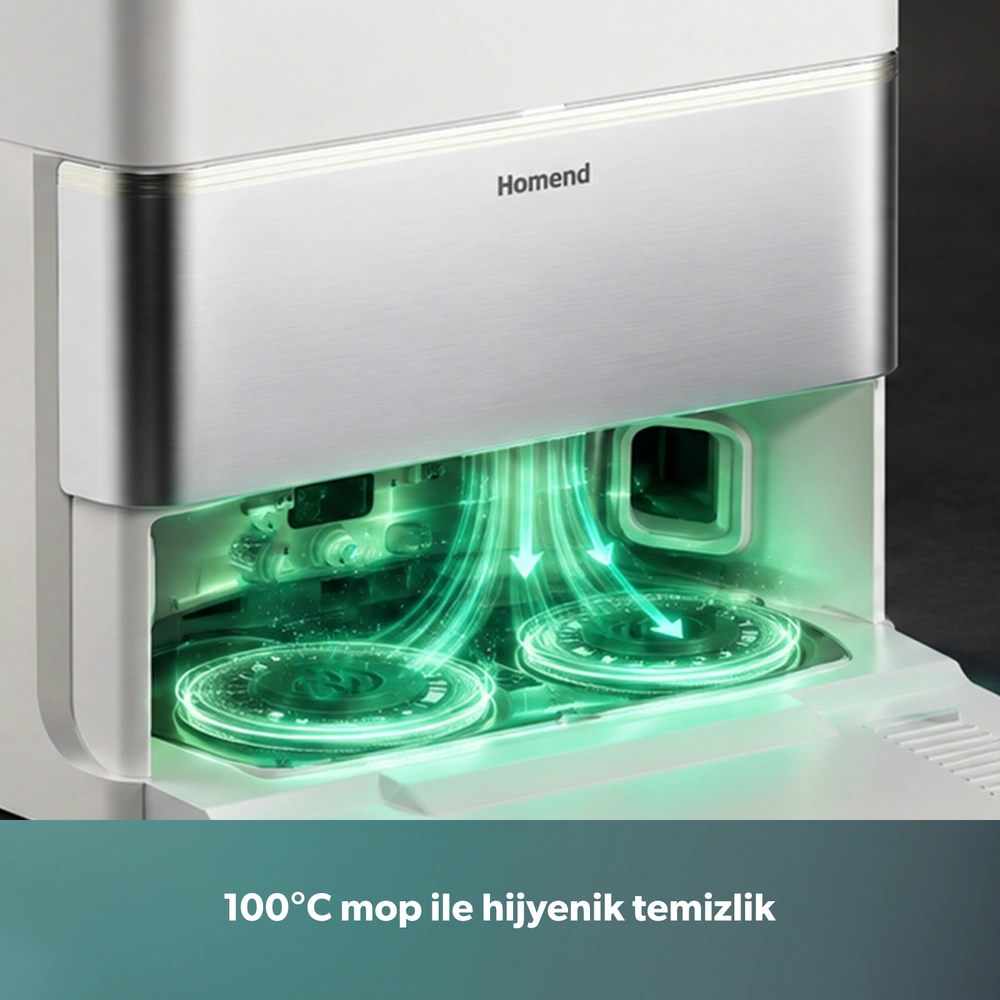 Homend Alex 40 Otomatik Boşaltım Sistemli Moplu 28.000 Pa Robot Süpürge görseli 3