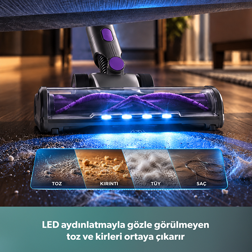 Homend Dustrıder 1273H Katlanabilir Borulu Dikey Süpürge Mor görseli 6