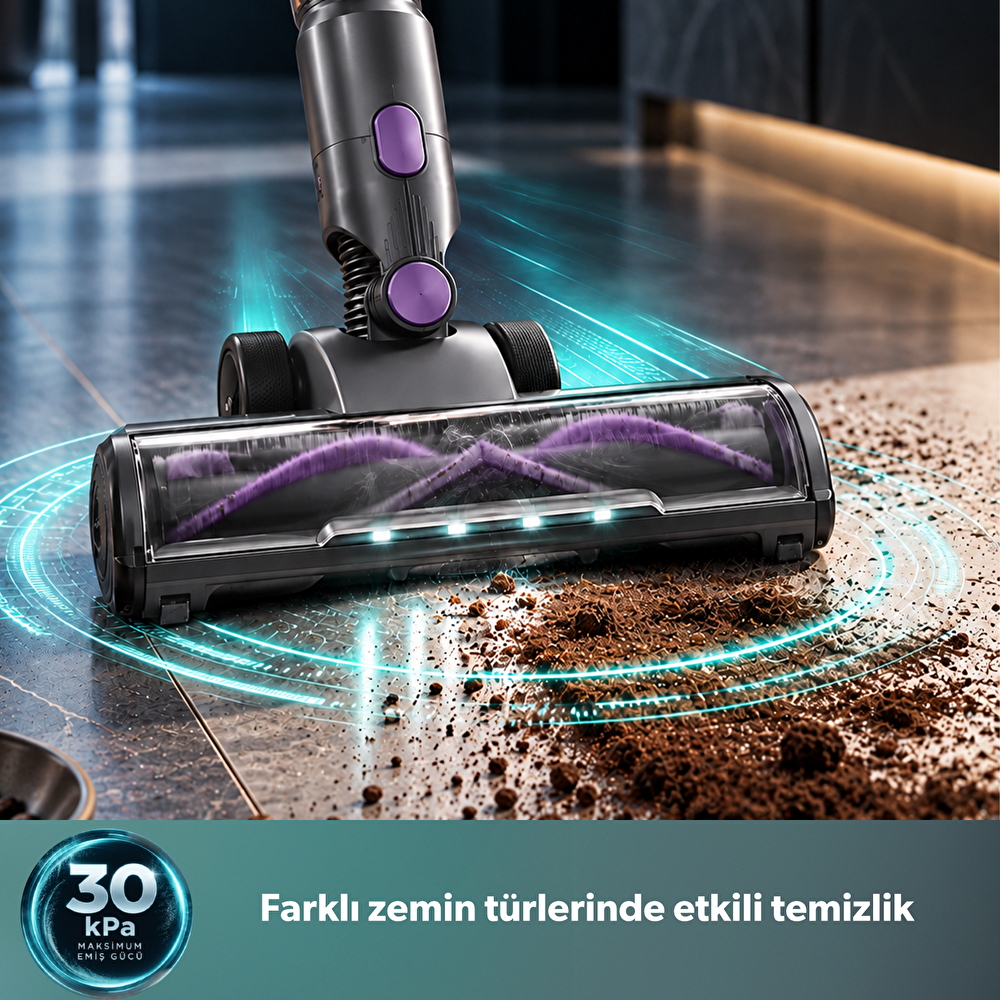 Homend Dustrıder 1273H Katlanabilir Borulu Dikey Süpürge Mor görseli 7