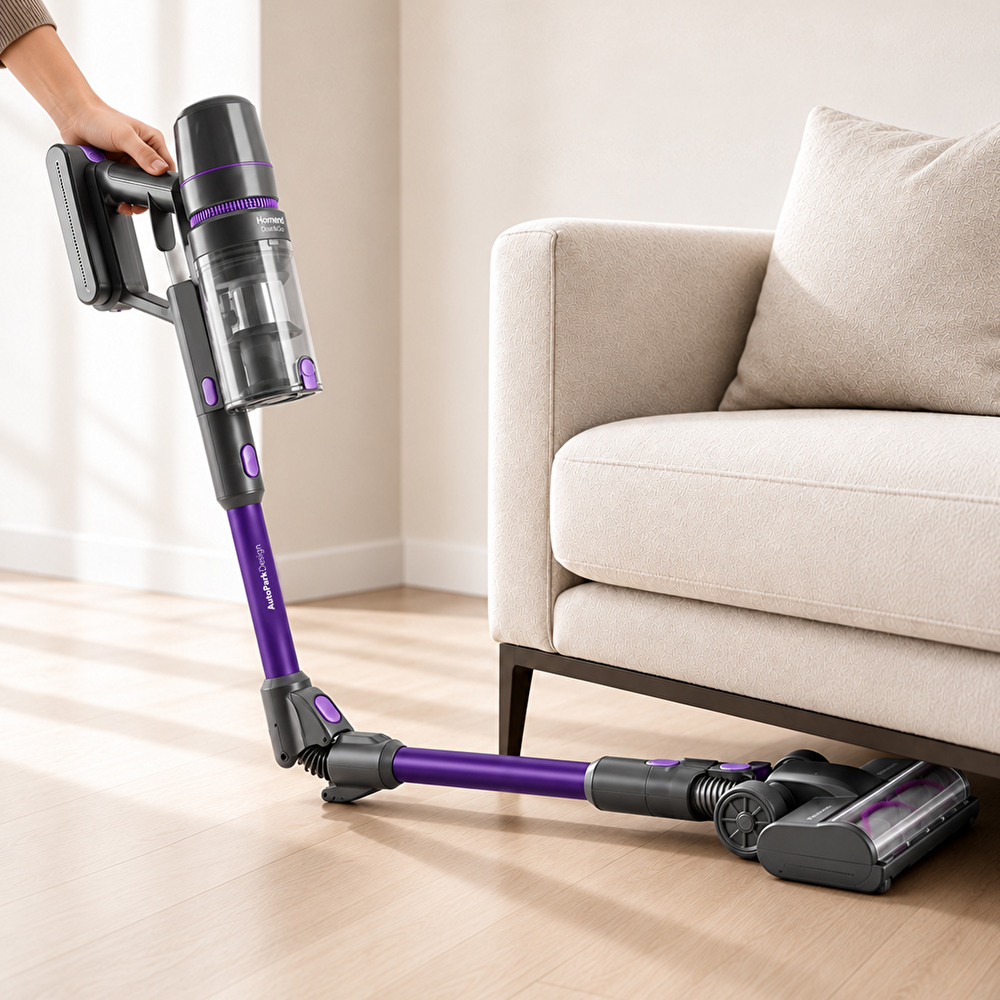 Homend Dustrıder 1273H Katlanabilir Borulu Dikey Süpürge Mor görseli 1