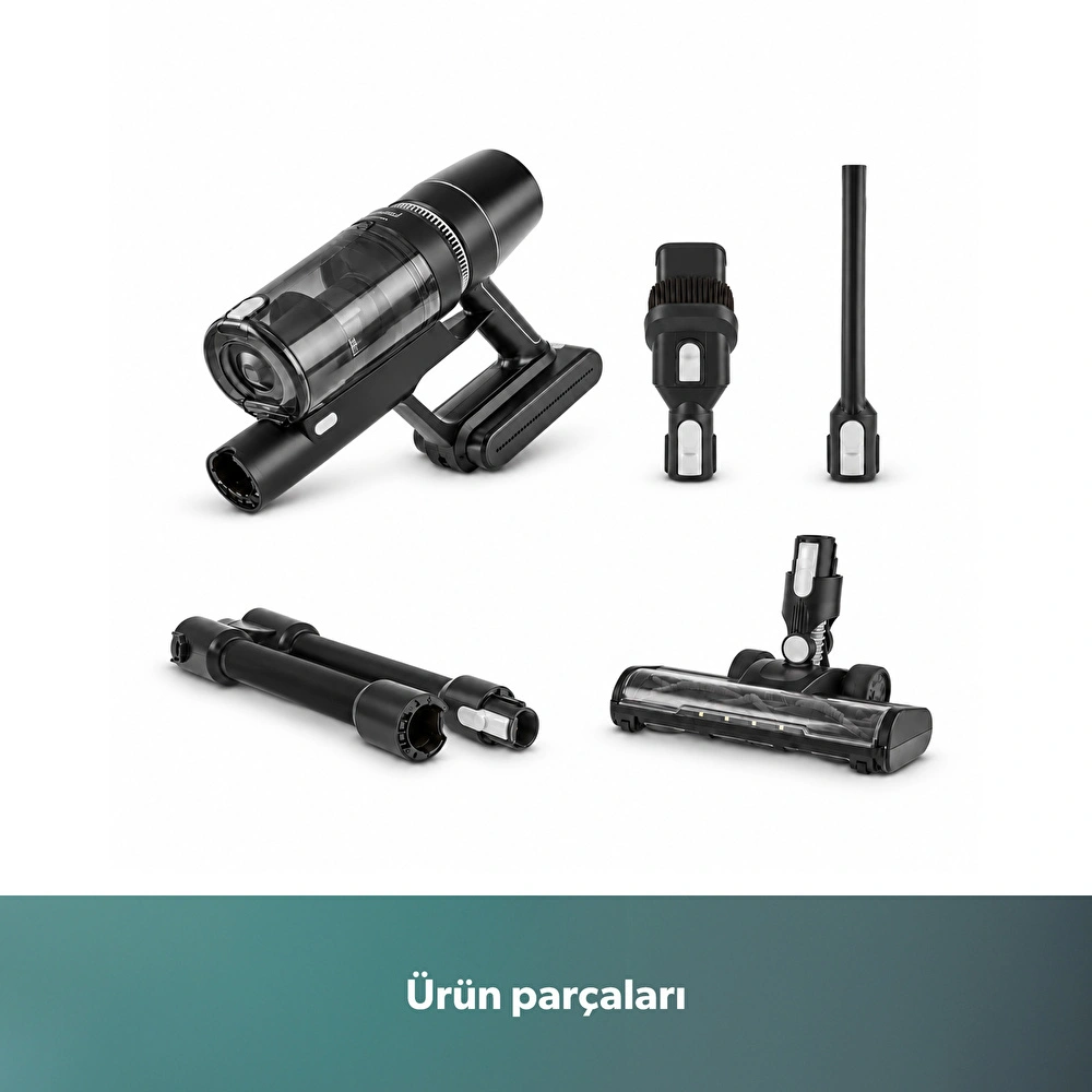 Homend Dustrıder 1273H Kablosuz Katlanabilir Borulu Şarjlı Dikey Süpürge Siyah-Silver görseli 10