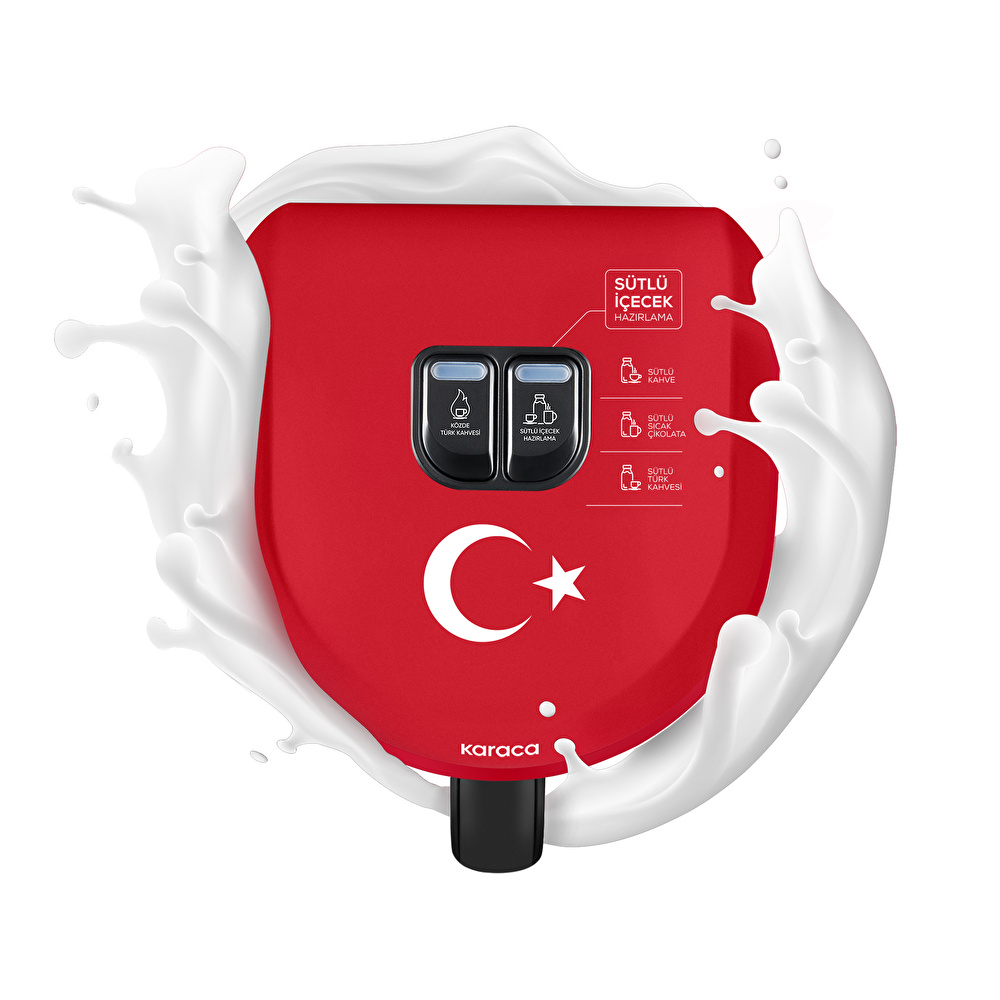 Karaca Hatır Hüps Türkiye Marş Söyleyen 5 Fincan Kapasiteli Sütlü Türk Kahve Makinesi Bayrak Kırmızısı görseli 3