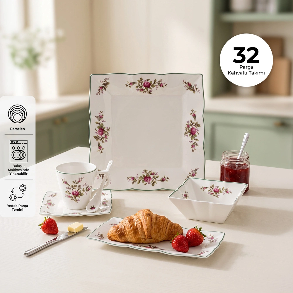 Emsan Rose 32 Parça 6 Kişilik Kahvaltı Takımı görseli 1
