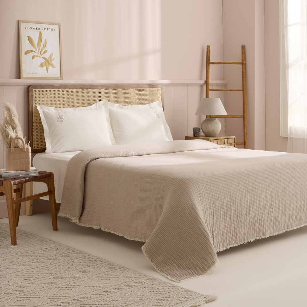 Kaşmir Home Alice Çift Kişilik Müslin Pike Takımı Bej görseli 5