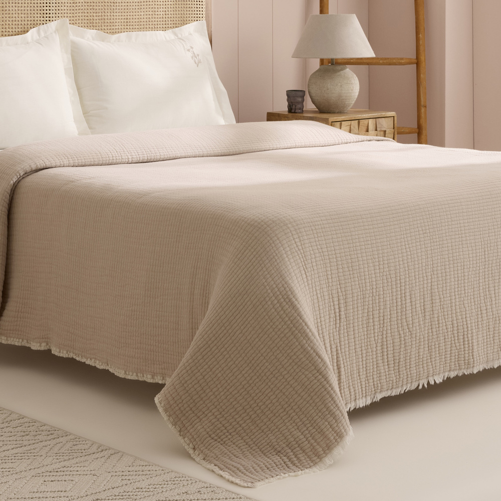 Kaşmir Home Alice Çift Kişilik Müslin Pike Takımı Bej görseli 6