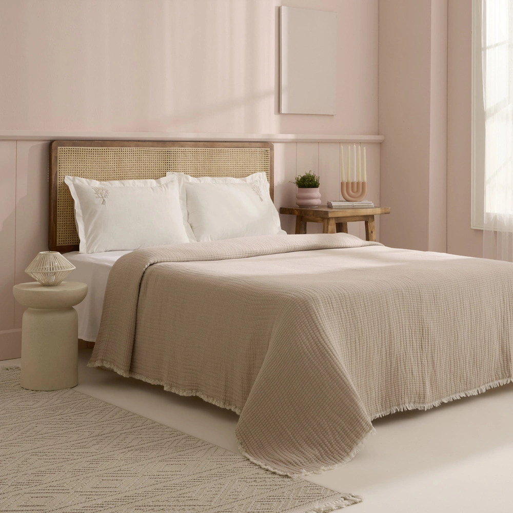 Kaşmir Home Diana Çift Kişilik Müslin Pike Takımı Bej görseli 6