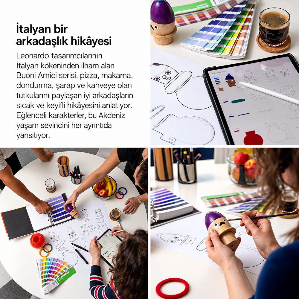 Leonardo Tasarım Ödüllü El Yapımı Premium Dekoratif Obje Buoni Amici Pizzaiolo 24 cm görseli 8