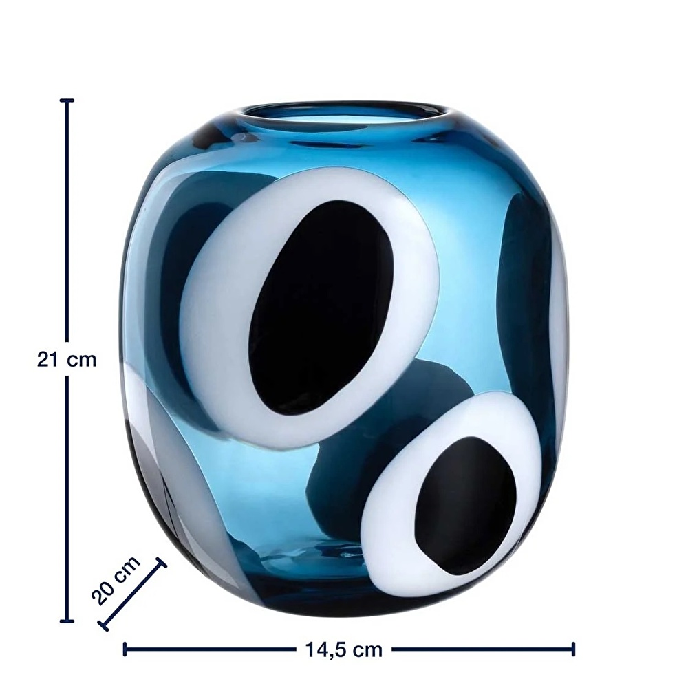 Leonardo Occhi Blu El Yapımı Premium Dekoratif Vazo 21 cm görseli 7