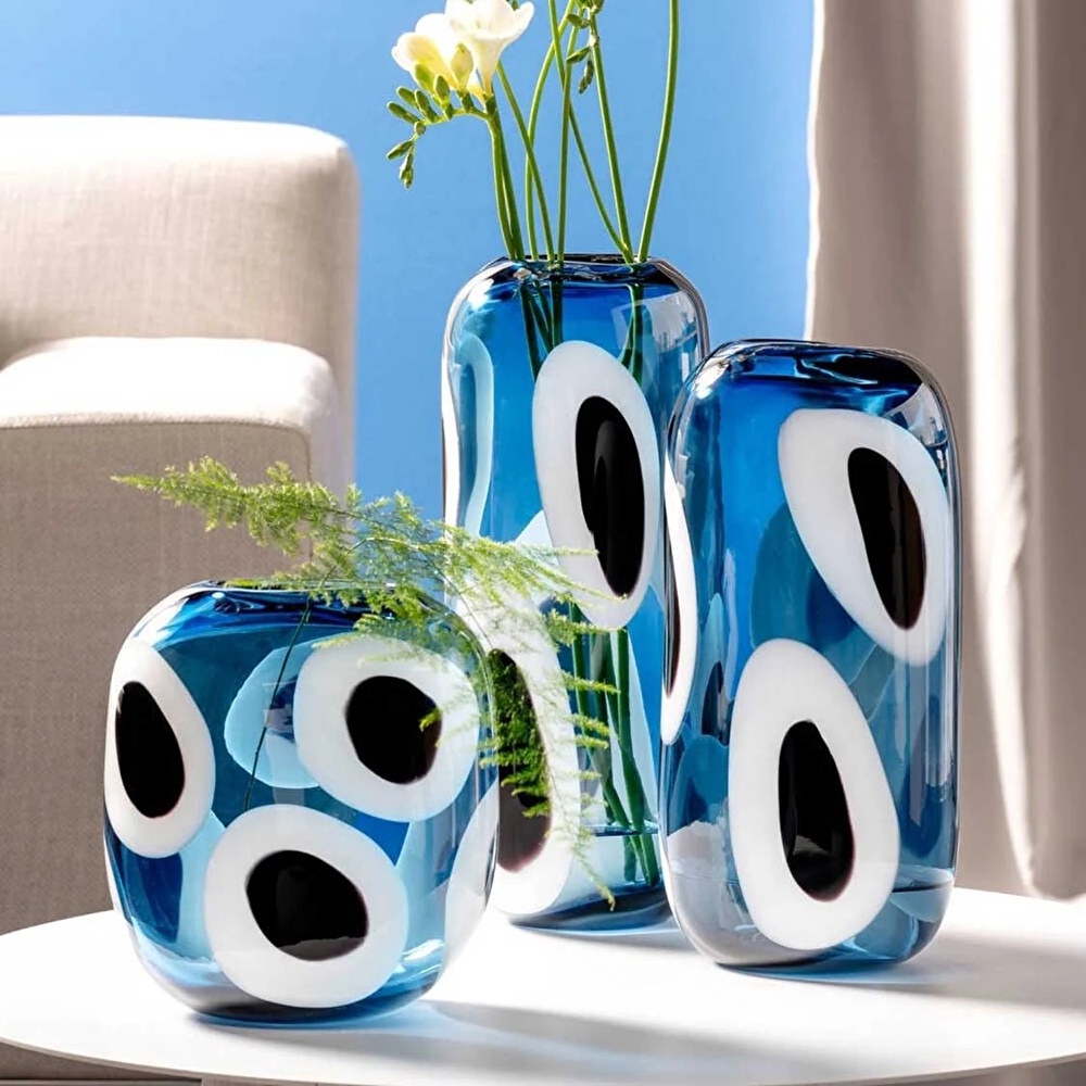 Leonardo Occhi Blu El Yapımı Premium Dekoratif Vazo 21 cm görseli 3