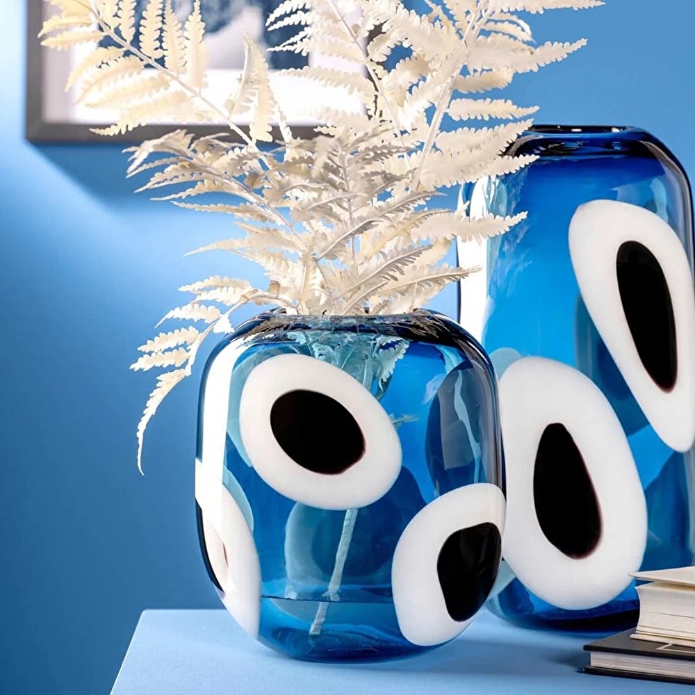 Leonardo Occhi Blu El Yapımı Premium Dekoratif Vazo 21 cm görseli 4