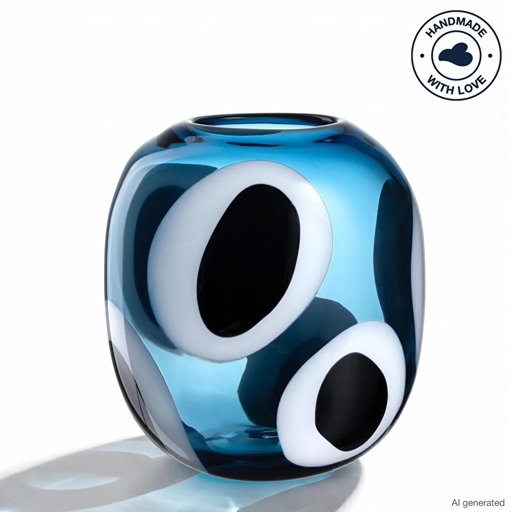 Leonardo Occhi Blu El Yapımı Premium Dekoratif Vazo 21 cm görseli 6