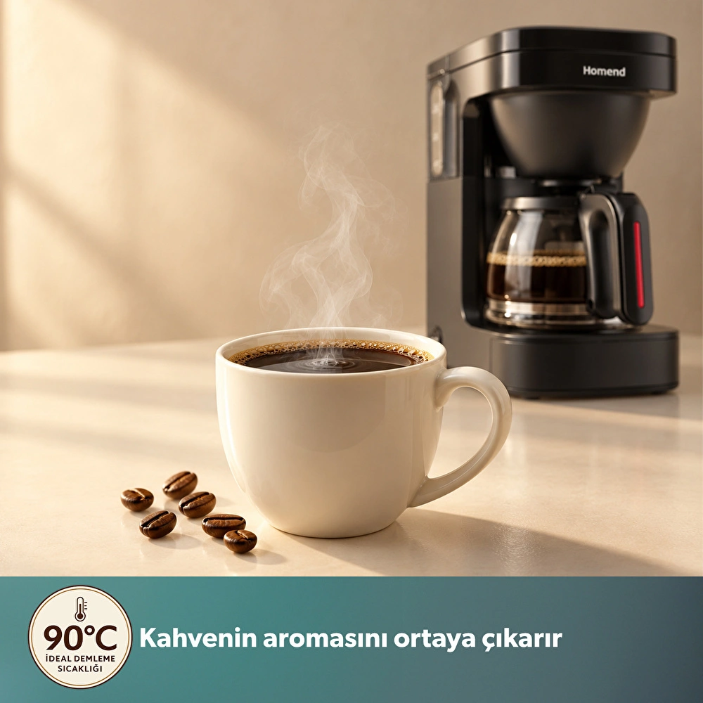 Homend Take 5 Brew 5019H Filtre Kahve ve Çay Demleme Makinesi Siyah görseli 4