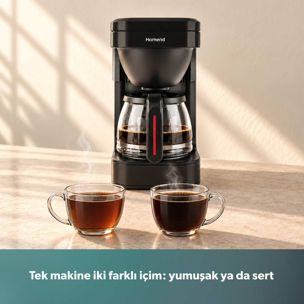 Homend Take 5 Brew 5019H Filtre Kahve ve Çay Demleme Makinesi Siyah görseli 5