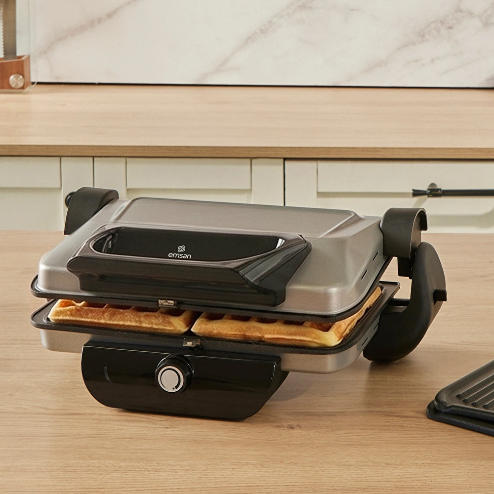 Emsan Future Combo Tost Makinesi Ekstra Waffle Plaka Hediyeli Silver görseli 7