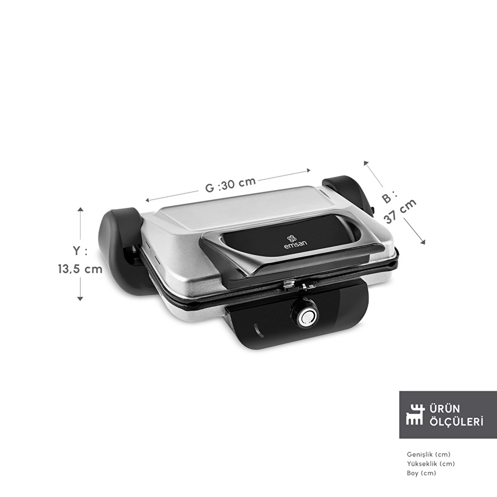 Emsan Future Combo Tost Makinesi Ekstra Waffle Plaka Hediyeli Silver görseli 2