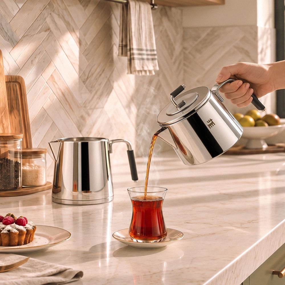 Karaca Powersteel 316+ Splender Midi Çaydanlık Takımı 1,1L & 2L görseli 4