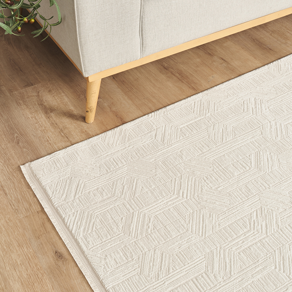 Kaşmir Halı 7/24 Sahara Softline Aura White 80x300 cm görseli 3