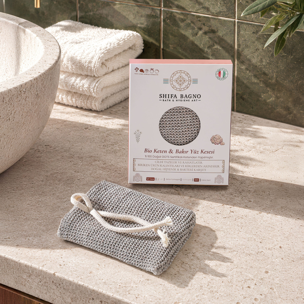 Shifa Bagno Bio Keten & Bakır Yüz Kesesi görseli 1