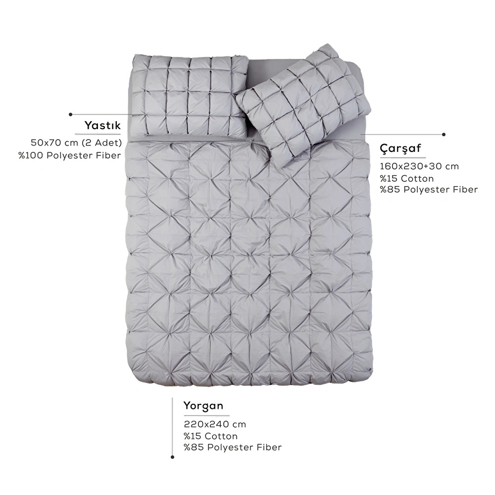 Karaca Home Çift Kişilik Camila Private Comfort Set/Uyku Seti Gri görseli 12