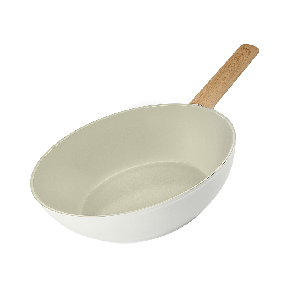 Karaca x Refika Swiss Crystal Almond Cream 28 cm Wok Tava  görseli 6