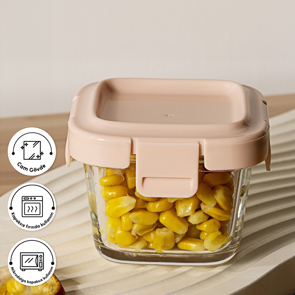 Karaca Lia Mini Cam Saklama Kabı 160 Ml Pembe görseli 3