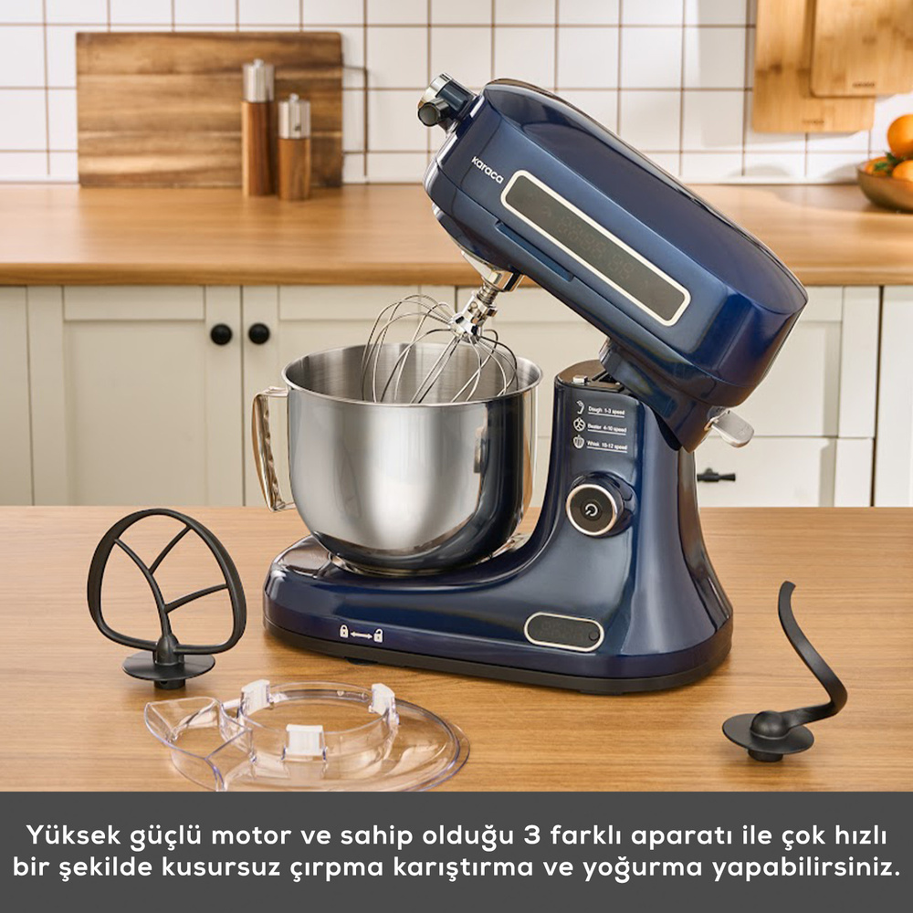 Karaca Pro Artisan Tartılı Dijital Ekran Zaman Ayarlı Döküm Hamur Yoğurma Makinesi Midnight Sapphire 5L görseli 3