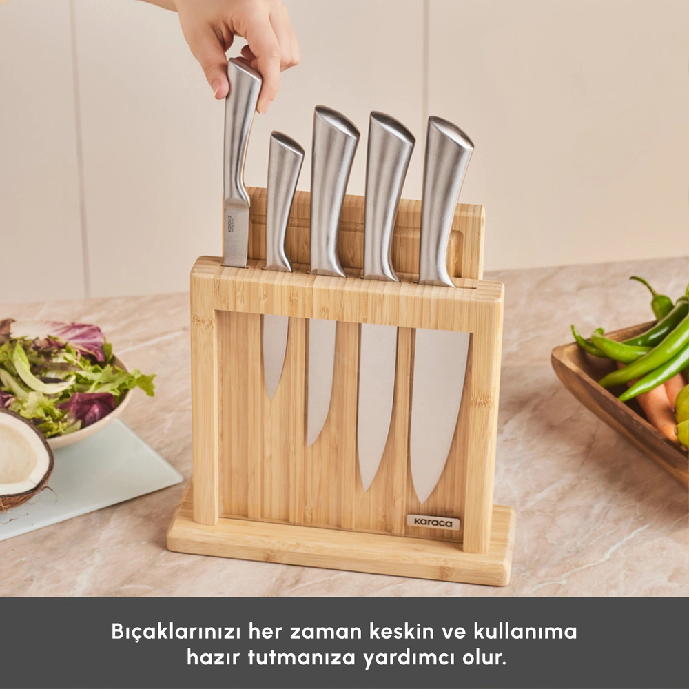 Karaca Samuray Nagoya Vigor Japon Çeliği 7 Parça Bıçak Seti Ve Kesme Tahtası görseli 7