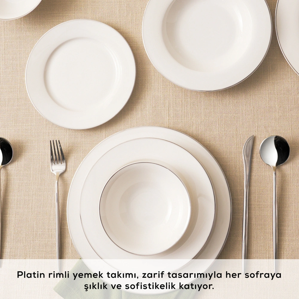 Karaca Elegance Bone Lexi 53 Parça 12 Kişilik Yemek Takımı Platin görseli 3