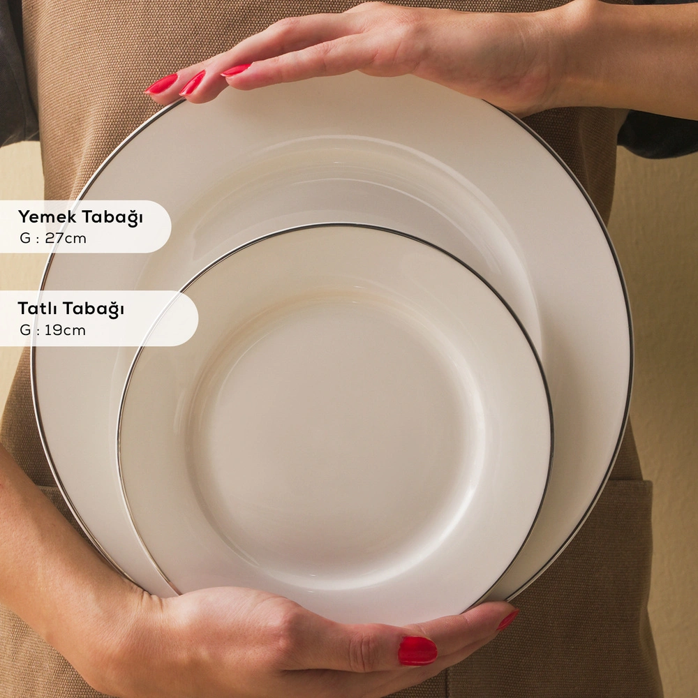 Karaca Elegance Bone Lexi 53 Parça 12 Kişilik Yemek Takımı Platin görseli 6