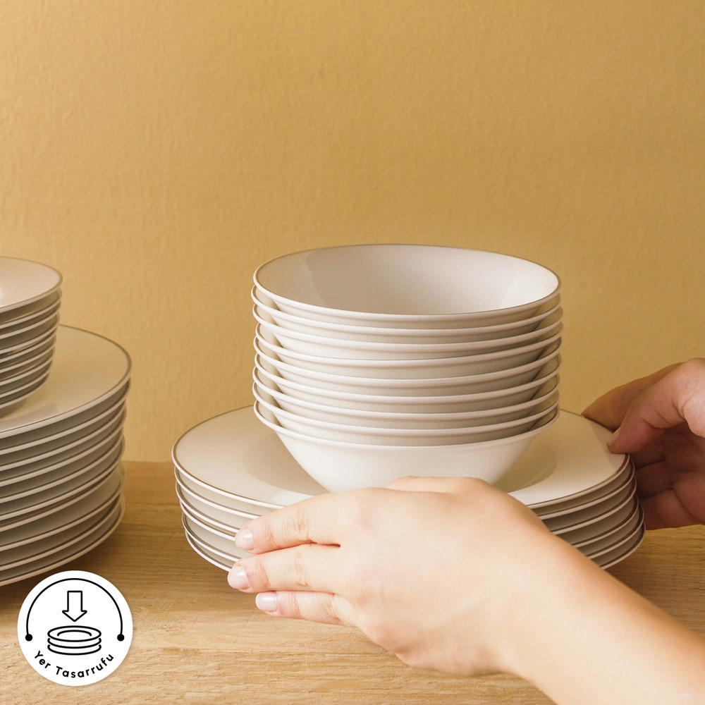 Karaca Elegance Bone Lexi 53 Parça 12 Kişilik Yemek Takımı Platin görseli 7