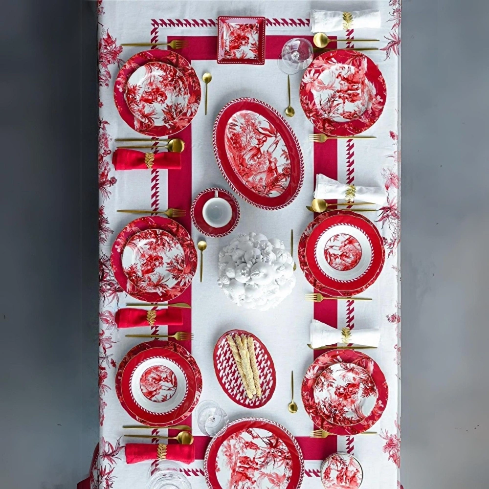 Baci Milano Le Rouge Porselen Oval Tabak 36x26 cm görseli 2