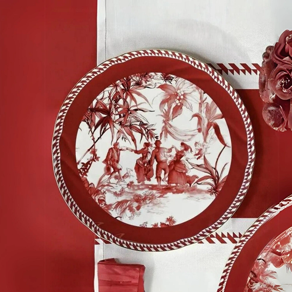 Baci Milano Le Rouge Porselen Kek Tabağı 31 cm görseli 1