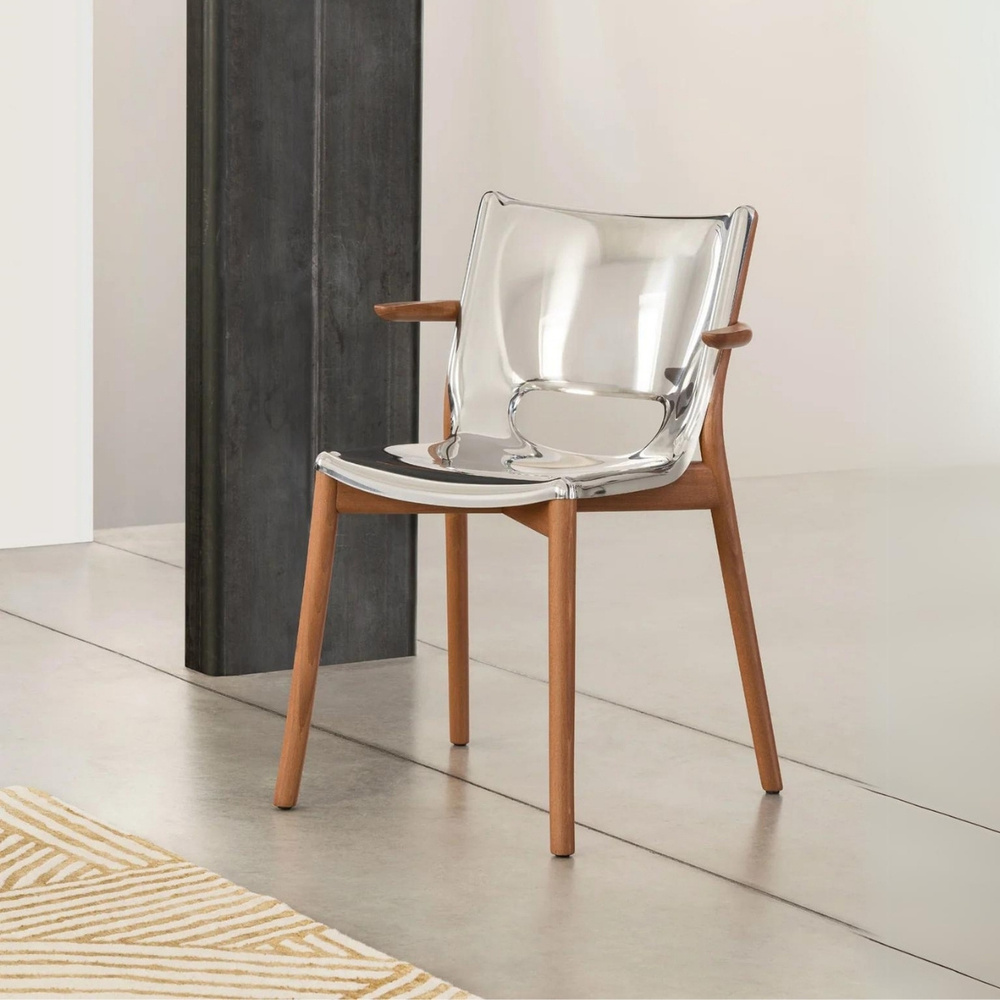 Alessi Poele Kolçaklı Sandalye 53 cm x 56 cm x 81 cm Gümüş görseli 1