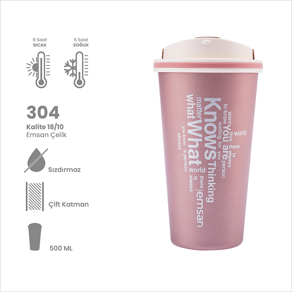 Emsan Smart Pembe Termos 500 ml görseli 2