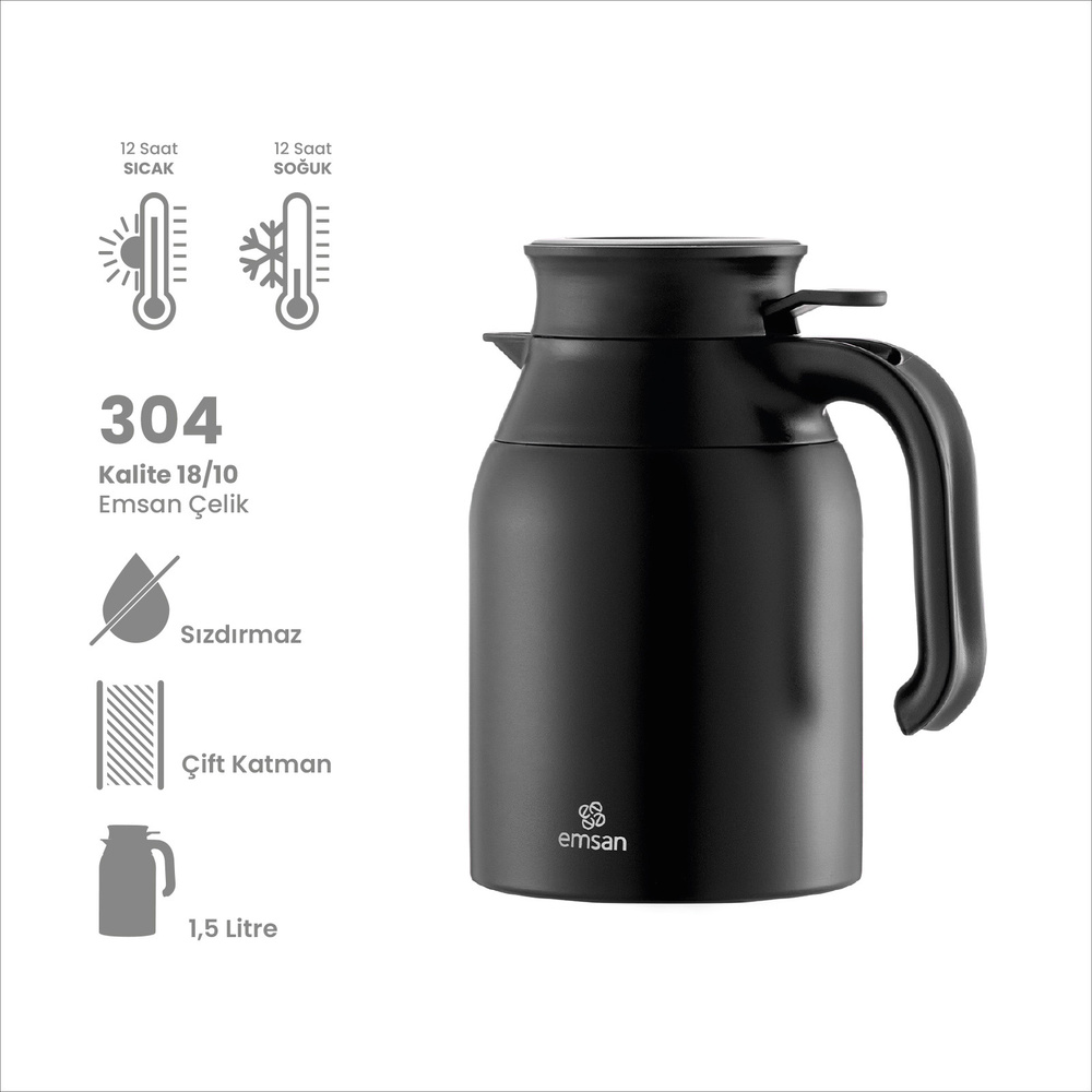 Emsan Class Termos Siyah 1,5 L  görseli 2