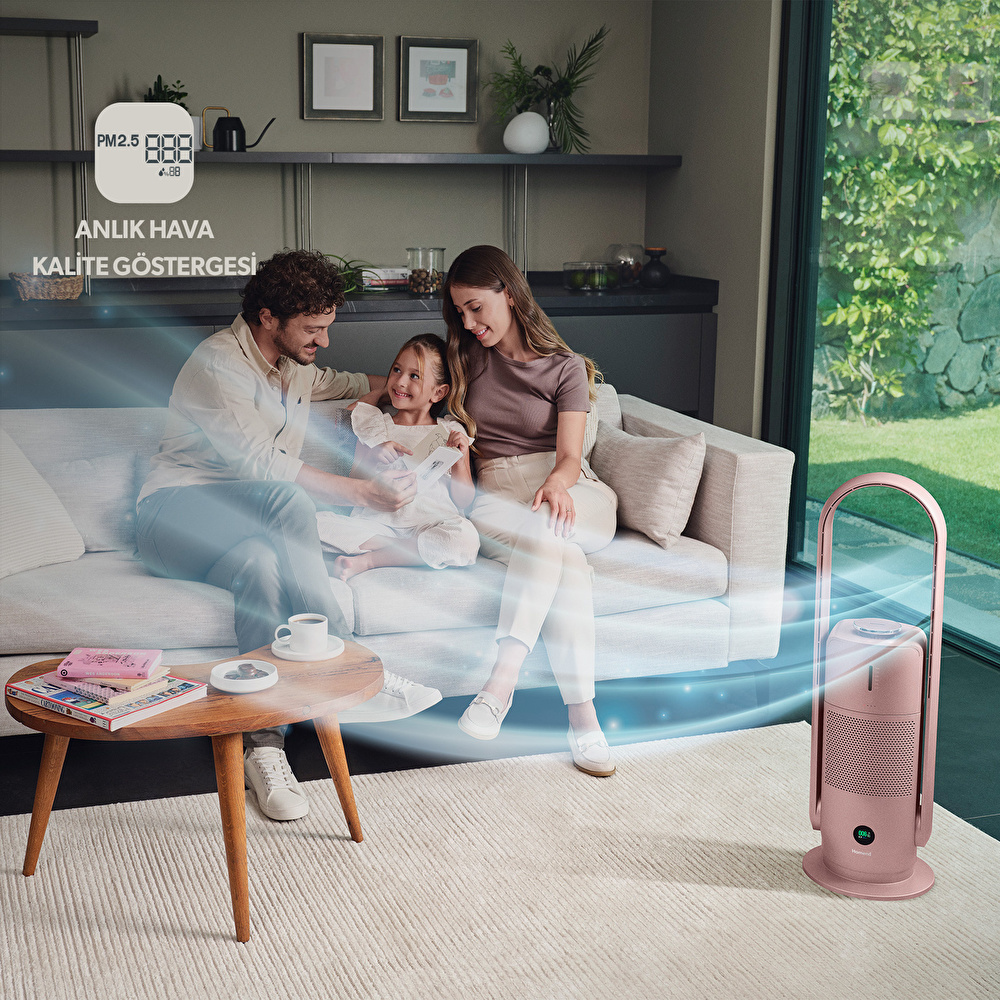 Homend O-zone Duo Pro 9006H 2 in 1 Hava Temizleyicisi ve Nemlendiricisi (Anlık Hava Kalite Göstergeli Bladeless Fan) görseli 1