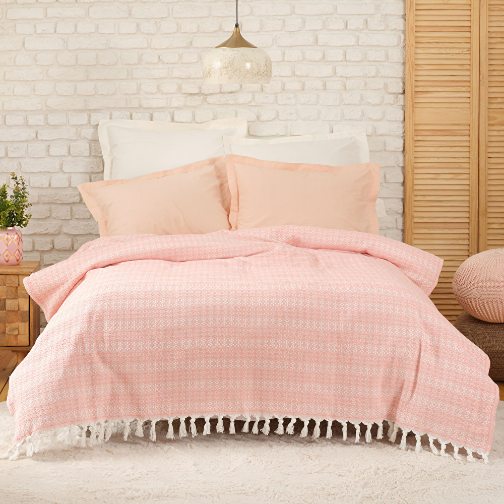Karaca Home Destina Açık Pembe Çift Kişilik Pike  görseli 1