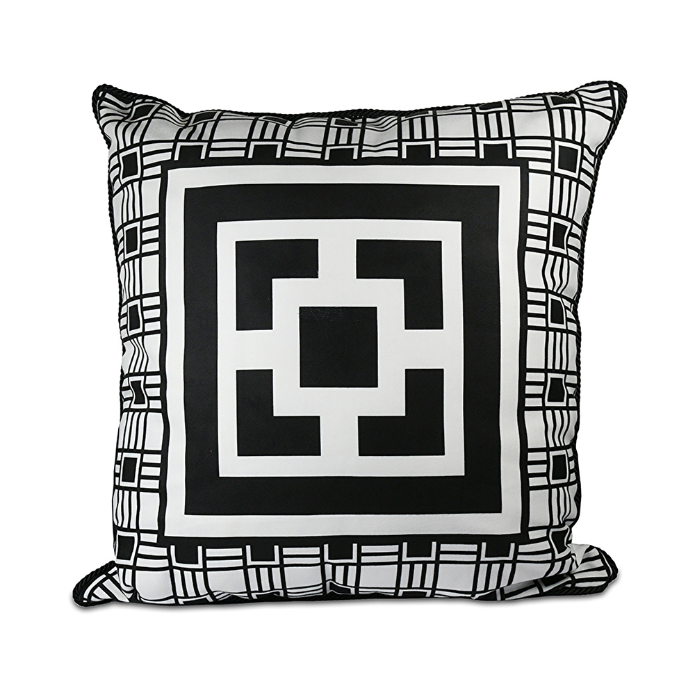 Baci Milano Optical Kadife Yastık 60 cm x 60 cm Siyah-Beyaz görseli 1